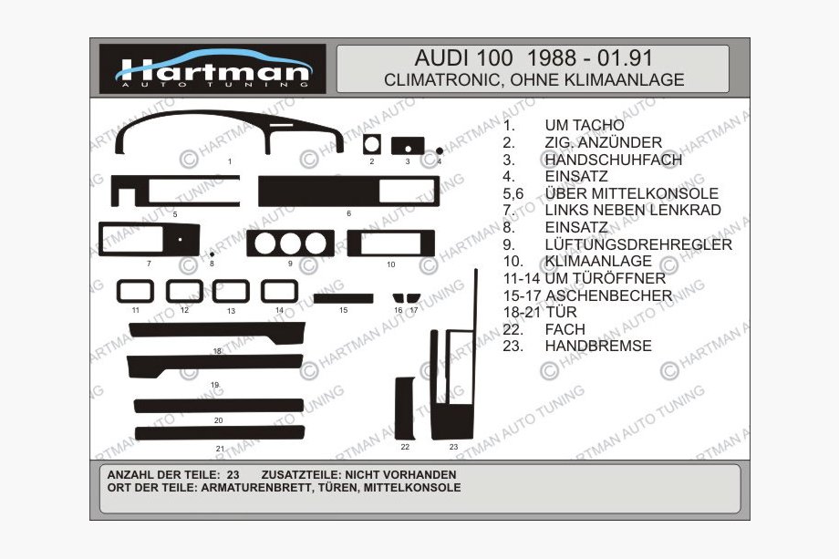 Audi 100 C3 1988–1991 Instrumentbordslister (Hartman) Image