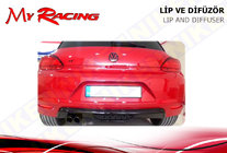 Volkswagen Scirocco 2008–2017 Indsats til bagdiffuser (ABS, sort) foto 1