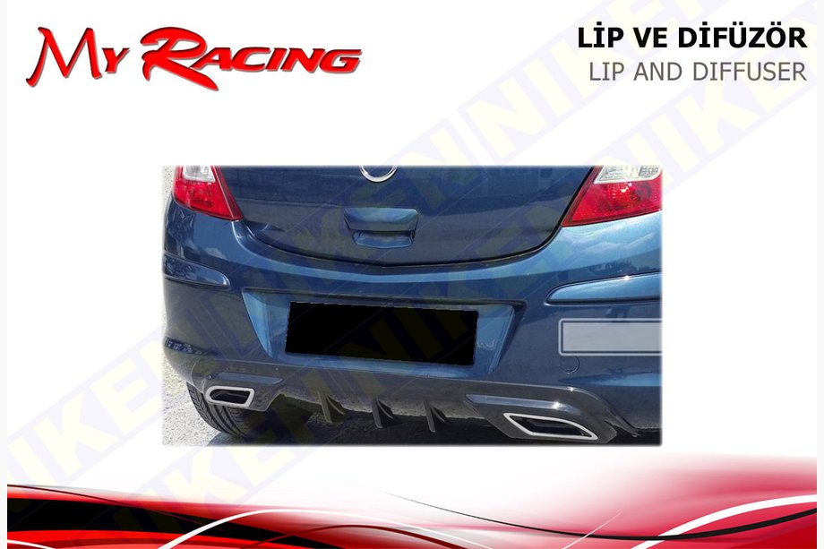 Opel Corsa D 2007–2014 Indsats til bagdiffuser (ABS, sort) Image