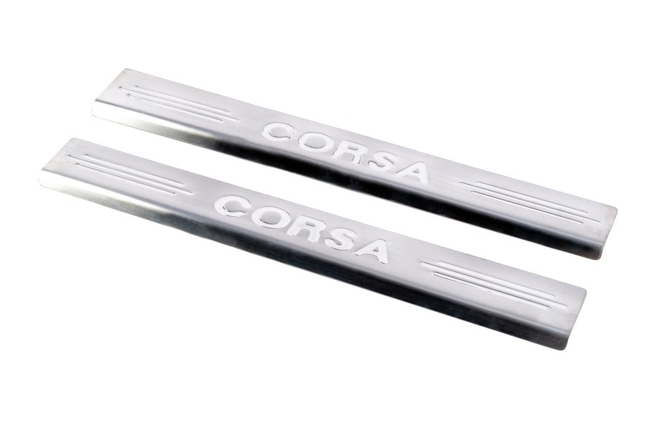 Opel Corsa C 2000–2006 Carmos V2 dørtrinslister i rustfrit stål (2 stk.) Foto 1