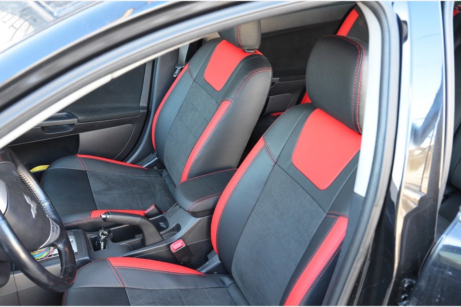 Mitsubishi Lancer X 2008– Sædeovertræk SoyuzAuto i læderlook Image
