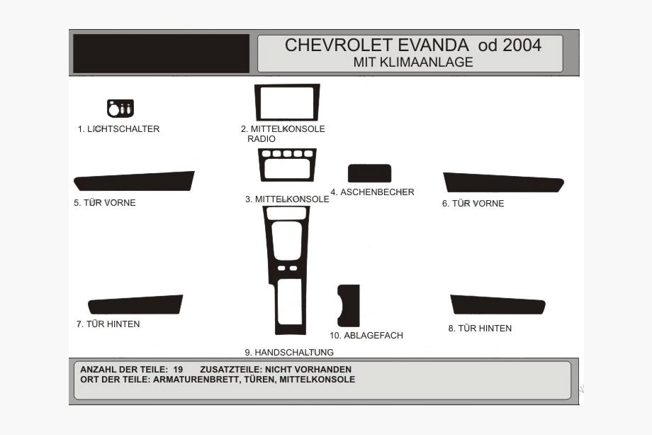 Chevrolet Evanda 2000–2006 Instrumentbordslister (Hartman) Aluminium Image