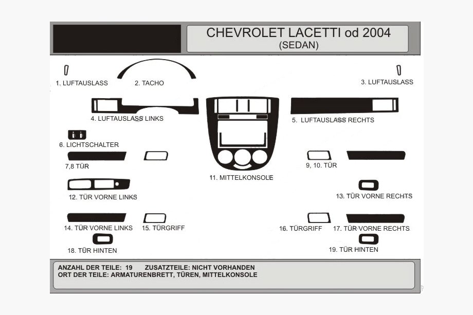 Chevrolet Lacetti 2003–2024 Instrumentbrætbeklædning til Sedan (Hartman) Valnød Image