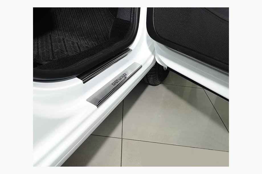 Citroen Berlingo 2008–2018 Nataniko dørtrinslister i rustfrit stål Premium - 3M tape, 0,8 mm Image