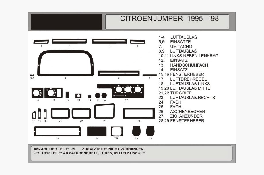 Fiat Ducato 1995–2006 Instrumentbrætpaneloverlæg (model 1995-1998) Image