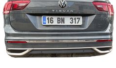 Volkswagen Tiguan 2016–2023 Pyntelister med udstødningsrørs-imitationsender 2020+ (3 stk., rustfrit stål) Carmos - Tyrkisk stål foto 2