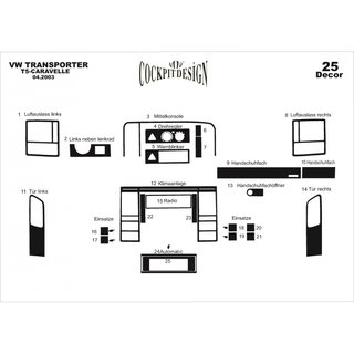 Instrumentbordbeklædning Volkswagen T5 Caravelle 2004–2010 foto 3