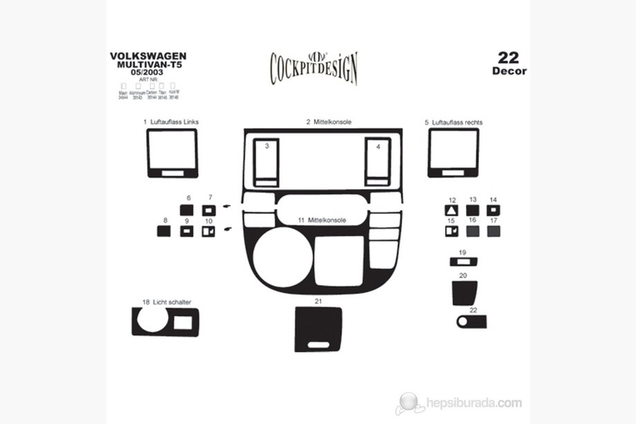 Volkswagen T5 Multivan 2003–2010 Instrumentbordbeklædning Foto 6