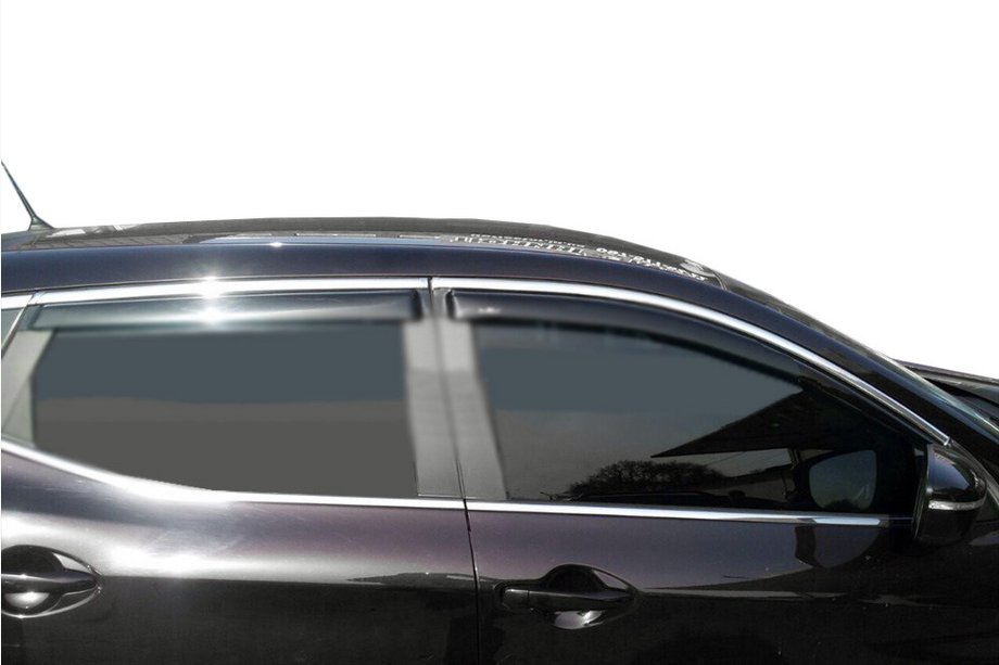 Nissan Qashqai 2014–2021 Vindafvisere til vinduer med kromliste (4 stk., Libao) Image