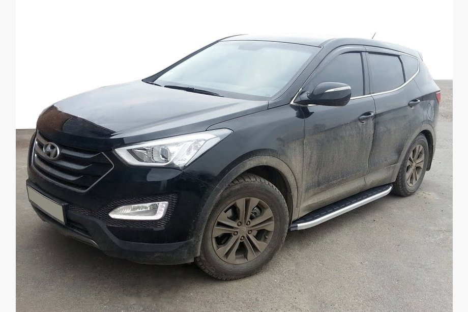 Hyundai Santa Fe 3 2012–2018 Fullmond sidetrin (2 stk., aluminium) Image