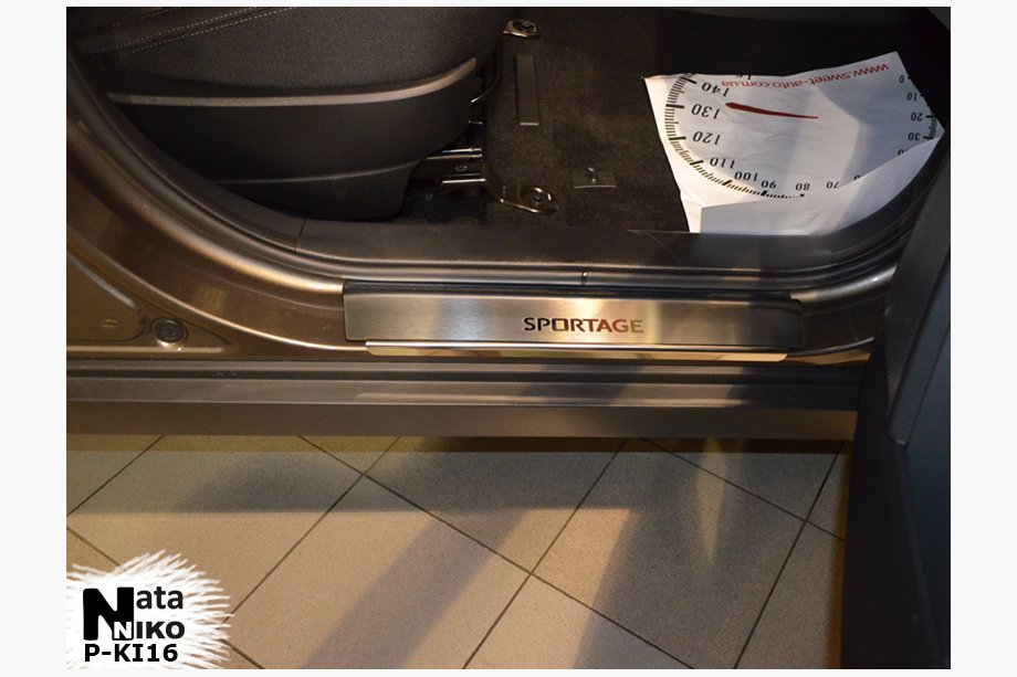 Kia Sportage 2010–2015 Dørtrinslister Nathaniko (4 stk., rustfrit stål) Standard - Lohmann tape, 0,5 mm Image