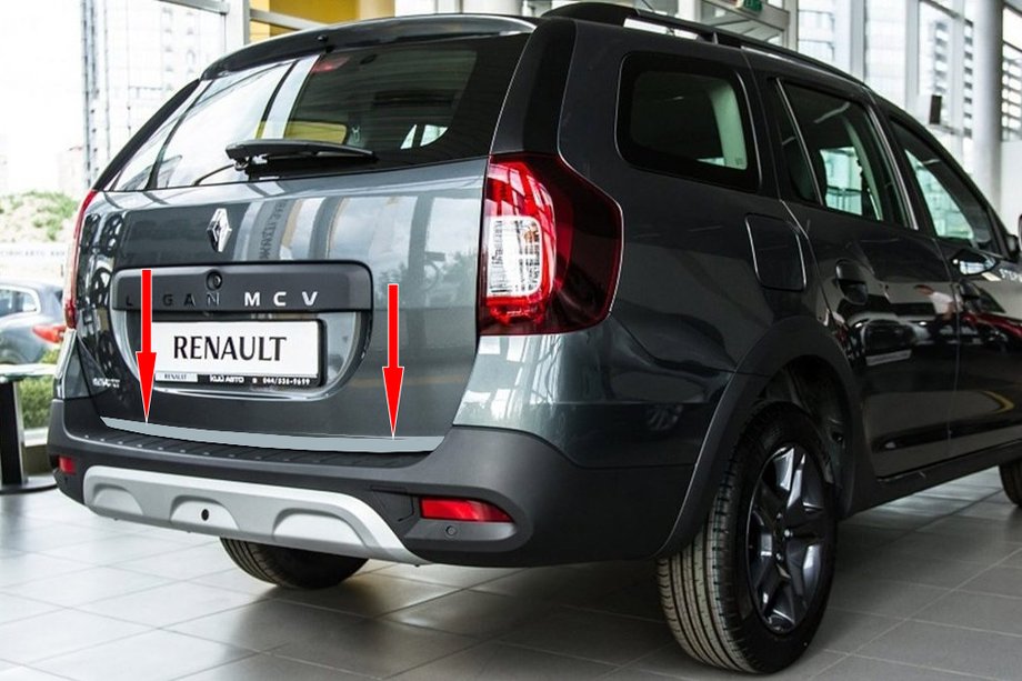 Renault Logan MCV 2013–2022 Bagklapskantliste (rustfrit stål) OmsaLine - italiensk rustfrit stål Image