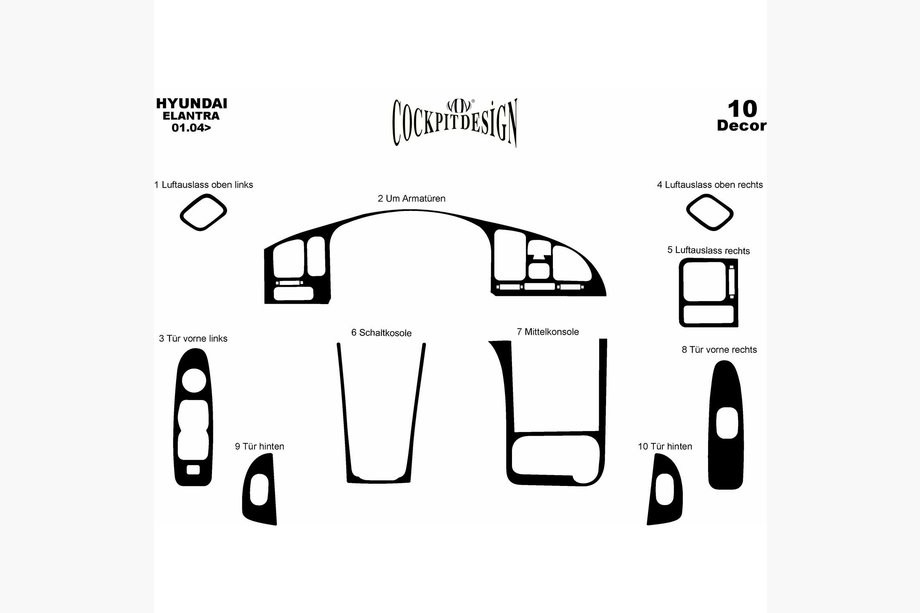 Hyundai Elantra (HD) 2006–2011 Instrumentbordbeklædning Foto 2