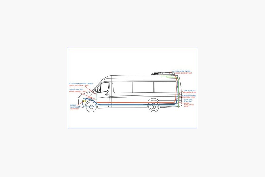 Mercedes Viano 2004–2014 Tagmonteret klimaanlæg 13,5 kW (monoblok) Foto 2