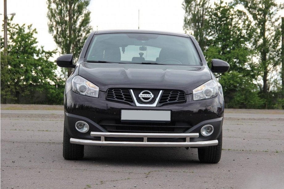 Nissan Qashqai 2010–2014 Forreste dobbeltrørs kofangerbøjle ST016 (rustfrit stål) 70/42 mm Image