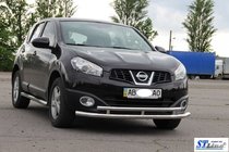 Nissan Qashqai 2010–2014 Forreste dobbeltrørs kofangerbøjle ST016 (rustfrit stål) 70/42 mm foto 3