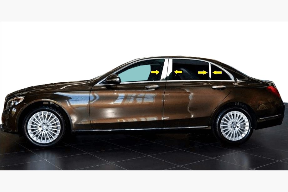 Mercedes C-klasse W205 2014–2021 Dørstolpelister (rustfrit stål) Image