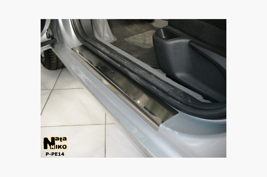 Peugeot 407 2004–2011 Dørtrinslister Nathaniko (4 stk., rustfrit stål) Standard - Lohmann tape, 0,5 mm Image