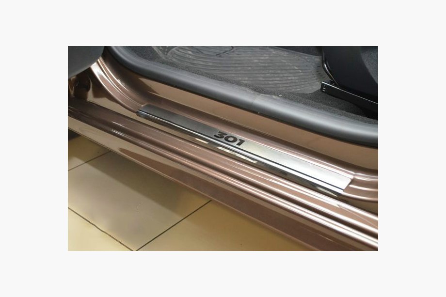 Peugeot 301 2012– Dørtrinslister Nathaniko (4 stk., rustfrit stål) Standard - Lohmann tape, 0,5 mm Image