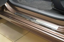 Peugeot 301 2012– Dørtrinslister Nathaniko (4 stk., rustfrit stål) Standard - Lohmann tape, 0,5 mm foto 1