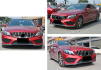 Mercedes C-klasse W205 2014–2021 Panamericana GT frontkølergrill (til Avantgarde/AMG-Line/C43 AMG) 2018+, med kamera foto 9