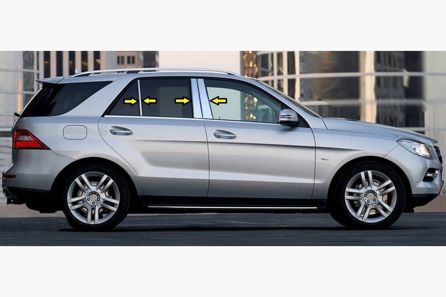 Mercedes GLE/ML Klasse W166 2011–2018 Dørstolpelister (6 stk., rustfrit stål) Foto 1