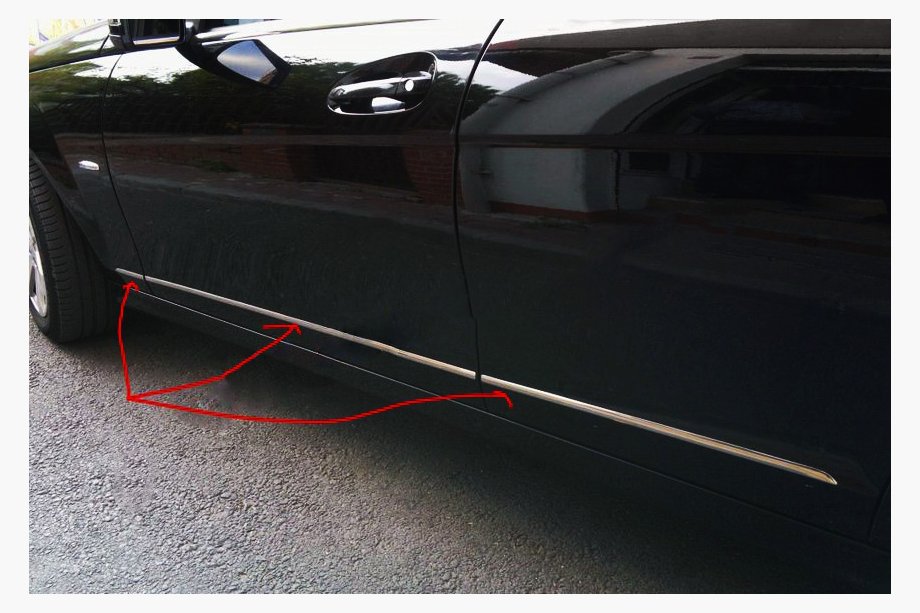 Mercedes C-class W204 2007–2015 NEDSAT! Rustfri stålbeklædning til dørlister Image
