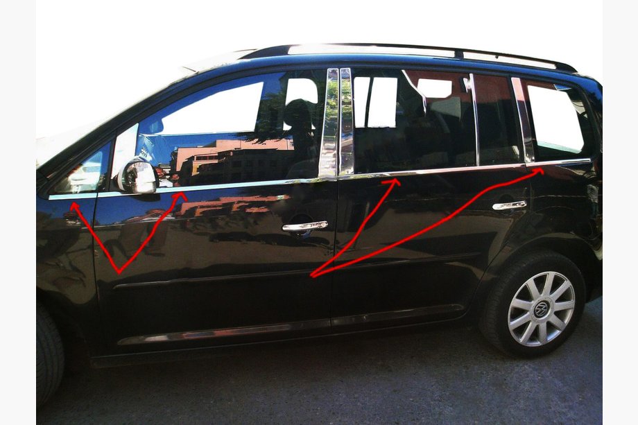 Volkswagen Touran 2010–2015 Udvendige vindueslister (8 stk., rustfrit stål) OmsaLine - italiensk rustfrit stål Image