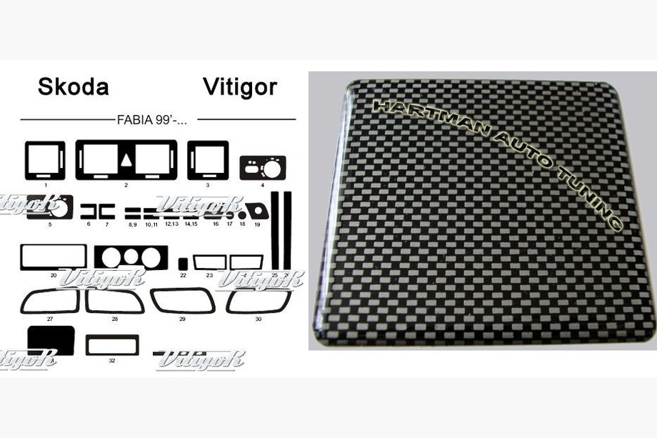Skoda Fabia 2000–2007 Tilbud!!! Instrumentbordbeklædning (carbon-look) Image