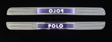 Volkswagen Polo 2010–2017 Trådløse dørtrinslister med LED-lys (2 stk., rustfrit stål) foto 1