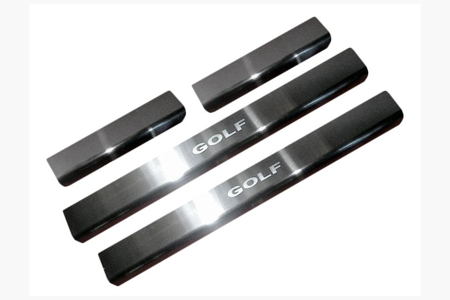 Volkswagen Golf 7/E-Golf 2012–2020 Dørtrinslister Nathaniko (4 stk., rustfrit stål) Premium - 3M dobbeltklæbende tape, 0,8 mm Image