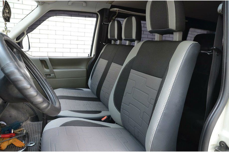 Volkswagen T4 Caravelle/Multivan 1990–2003 Sædeovertræk (kunstlæder↗stof, Premium) Forsæder 1+1 Image