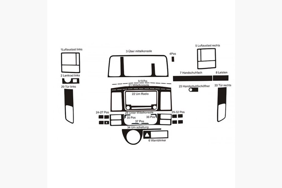 Volkswagen T5 2010–2015 Instrumentbordbeklædning Foto 2