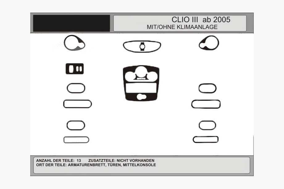 Renault Clio III 2005–2012 TILBUD! Instrumentbordpanel-lister i carbon-look (til CLIO) Image