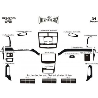 Instrumentbordbeklædning Meric (forreste del + interiørindlæg) Mercedes Viano 2004–2014 foto 4