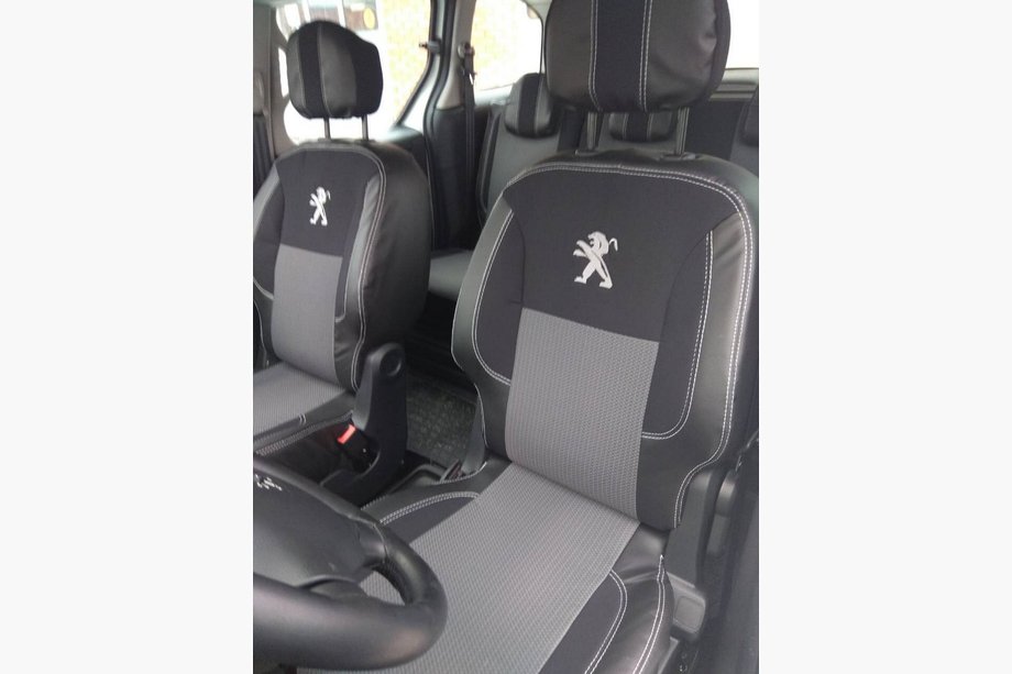 Peugeot Partner Tepee 2008–2018 Sædeovertræk til bil (kunstlæder + stof, Premium) Image