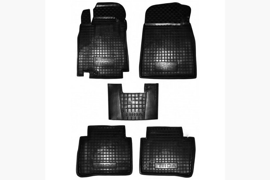 Nissan Tiida 2004–2011 Gummimåtter med høj kant (Autogumm) Image