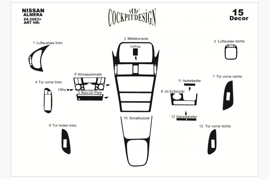 Nissan Almera N16 2000–2006 Instrumentbordafdækninger (03-06) Carbon Foto 4