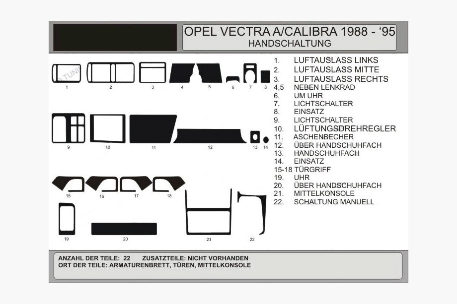 Opel Vectra A 1987–1995 Instrumentbordslister (Hartman) Image