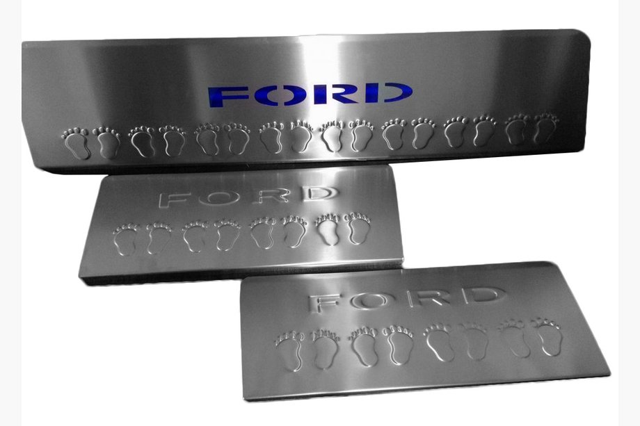 Ford Transit 2014– Dørtrinlister med blå LED (3 stk., rustfrit stål) Image