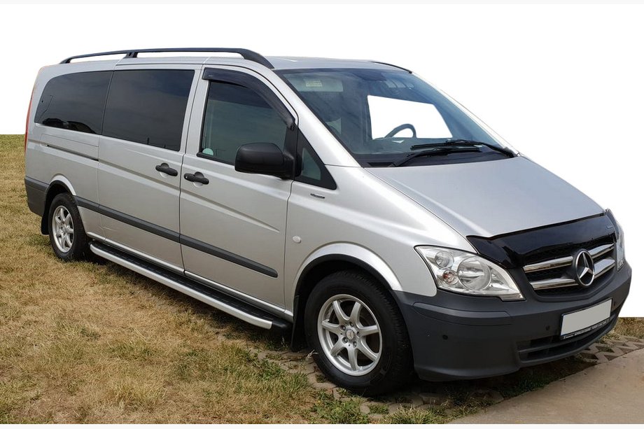 Mercedes Vito W639 2004–2014 Fullmond sidetrin (2 stk., aluminium) Lang (ExtraLong) Image