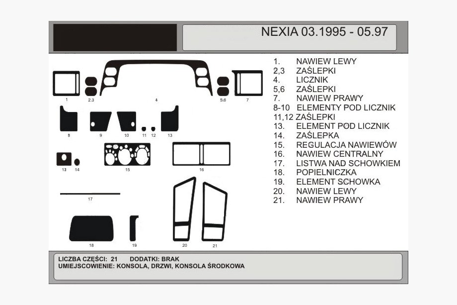 Daewoo Nexia 1995–2016 TILBUD! Instrumentbordslister i trælook (1995-1997) Image