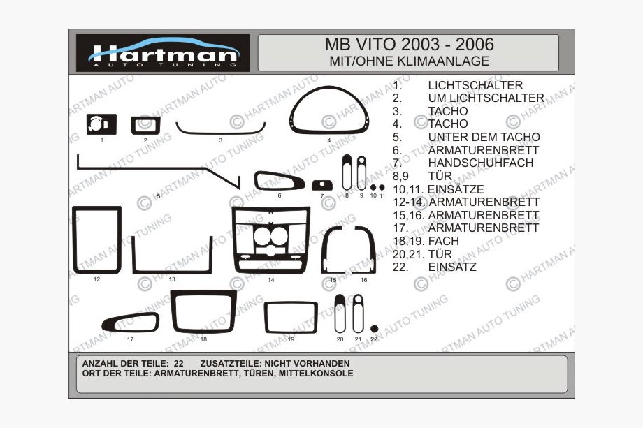 Mercedes Vito W639 2004–2014 Tilbud!!! Instrumentbordslister (HARTMANN) i trælook Image