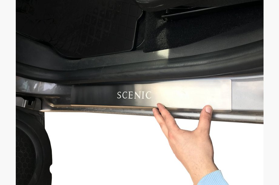 Renault Scenic/Grand 2009–2016 Dørtrinslister Nathaniko (4 stk., rustfrit stål) Standard - Lohmann tape, 0,5 mm Image
