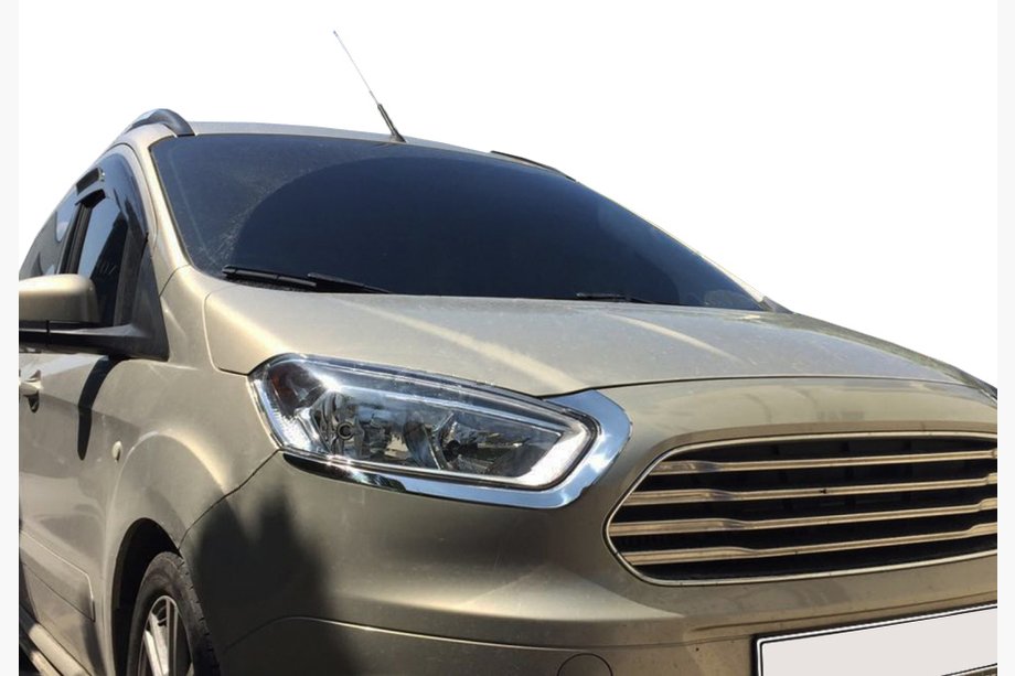 Ford Courier 2014–2023 Øjenlåg til forlygter (2 stk., rustfrit stål) OmsaLine - italiensk rustfrit stål Image