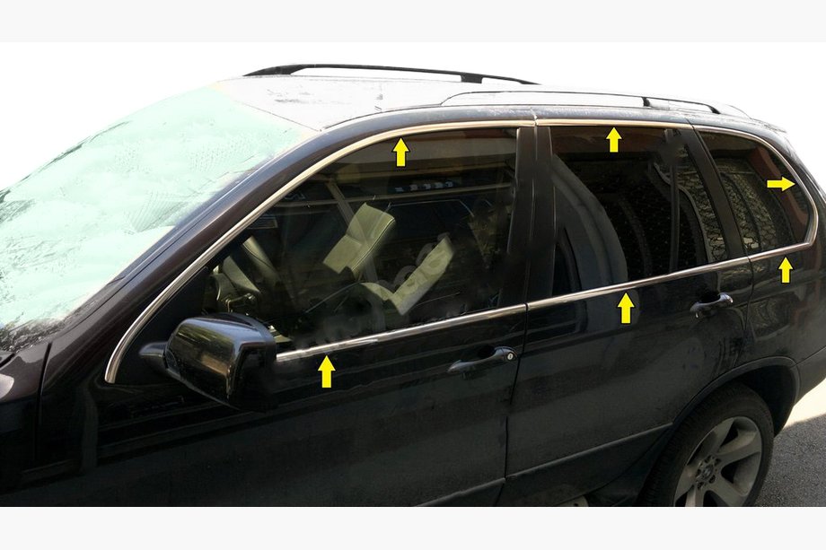 BMW X5 E53 1999–2006 Komplet vinduesrammelistesæt (12 stk., rustfrit stål) Image
