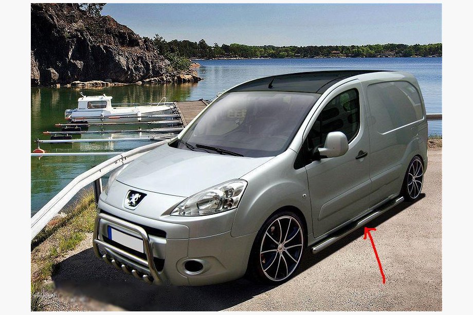 Citroen Berlingo 2008–2018 Siderør (2 stk., rustfrit stål) 70 mm, med plasttrædeplader Image