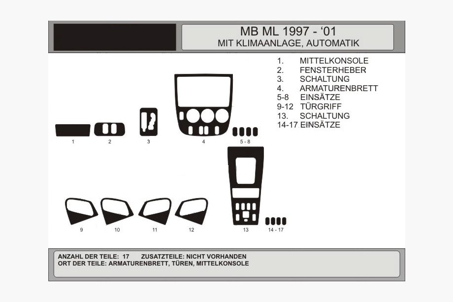 Mercedes ML W163 1997–2005 Instrumentbordbeklædning (Vip, Polen) Aluminium Image