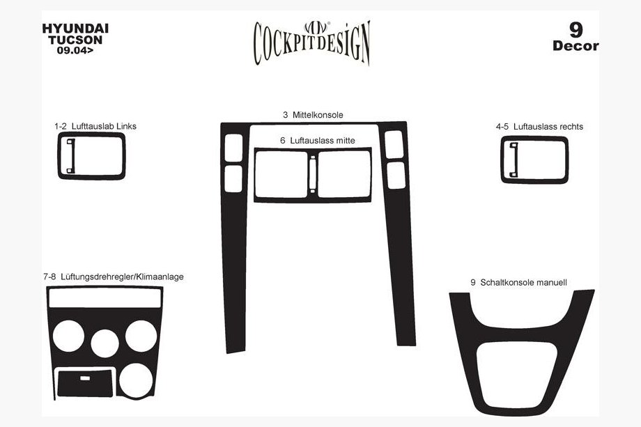 Hyundai Tucson JM 2004– Instrumentpanelbeklædning (assorteret) Foto 5