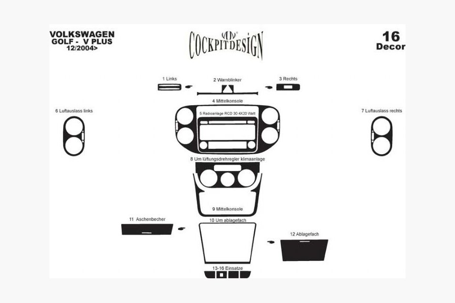 Volkswagen Golf Plus 2004–2014 Instrumentbordbeklædning Foto 7